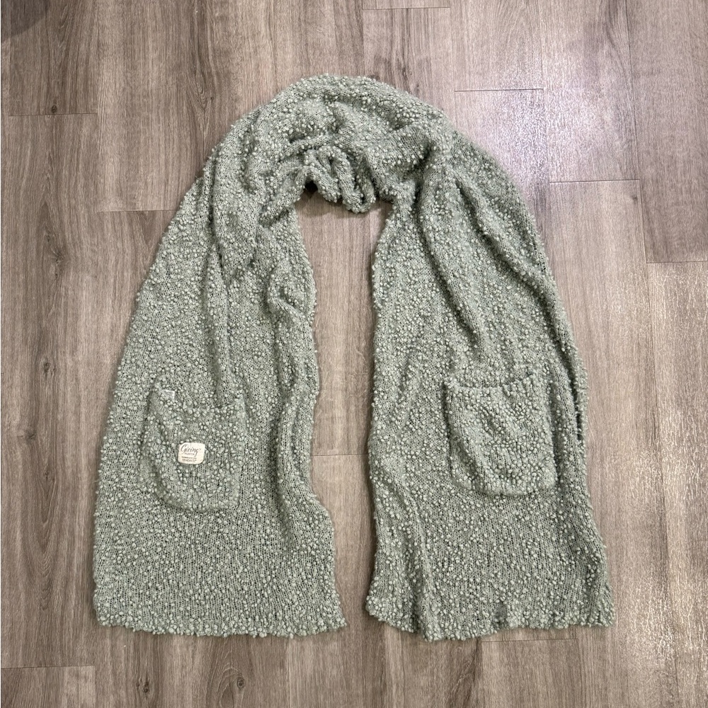 Demdaco Giving Collection Scarf Women OS Green Knit Scarf Pockets Cozy Comfy